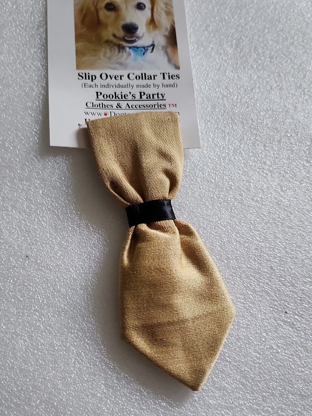 Hand Crafted Gold Dog Slip-Over Collar Tie with Black Band